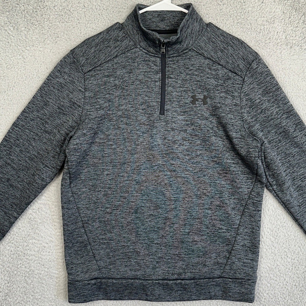 Under Armour Sweatshirt Mens Medium Grey Quarter Zip Pullover Heather Loose Fit - Picture 2 of 8